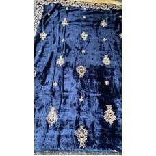 Blue Embroidered Velvet Shawl