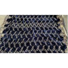 Navy Blue Embroidered Winter Shawl