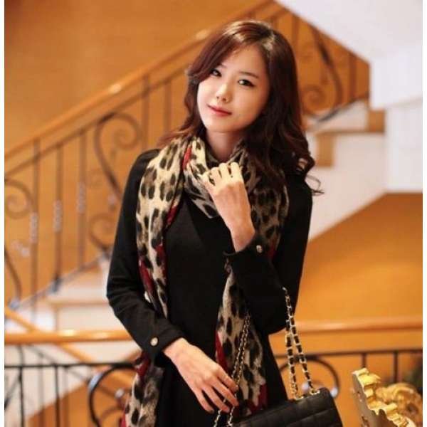 Women Soft Animal Leopard Print Chiffon Shawl Scarf 