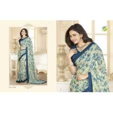 Teal Blue Printed Saree Designer Material