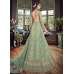 SAGE GREEN HEAVY EMBROIDERED INDIAN WEDDING & EVENING GOWN 