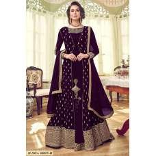 PURPLE RED GEORGETTE INDIAN JACKET STYLE EVENING WEAR PURPLE RED GEORGETTE INDIAN JACKET STYLE EVENING WEAR