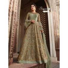 Light Green Pakistani Designer Heavy Embroidered Anarkali Dress