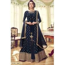 NAVY BLUE GEORGETTE INDIAN JACKET STYLE ANARKALI DRESS