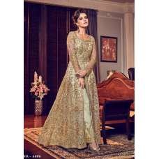 GREEN HEAVY EMBROIDERED INDIAN WEDDING SLIT STYLE NET DRESS GREEN HEAVY EMBROIDERED INDIAN WEDDING SLIT STYLE NET DRESS
