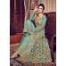 TEAL GREEN INDIAN HEAVY EMBROIDERED PARTY WEAR SLIT DRESS