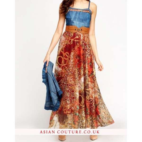 Contrast Floral Maxi Bolero Dress