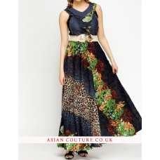 Marvelous Mesh Overlay Belted Maxi Dress