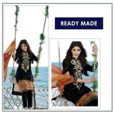 BLACK PAKISTANI STYLE LAWN COTTON READY MADE SALWAR KAMEEZ 