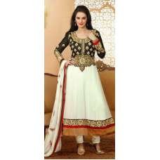 White & Black Zisa Designer Party Anarkali Suit 
