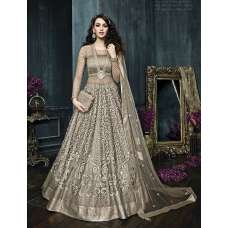 Grey Heavy Indian Anarkali Suit Wedding Party Gown