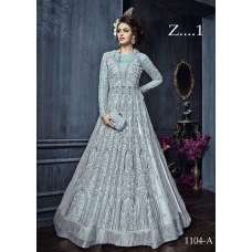 Silver Grey Indian Anarkali Gown Embroidered Wedding Dress Silver Grey Indian Anarkali Gown Embroidered Wedding Dress