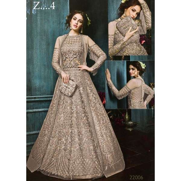 22003-B LIGHT RUST HEAVY EMBROIDERED INDIAN BRIDAL WEDDING LEHENGA