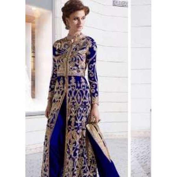 Royal Blue Indian Wedding Dress Designer Embroidered Suit