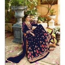 Blue Indian Designer Embroidered Evening Gown Wedding Party Dress Blue Indian Designer Embroidered Evening Gown Wedding Party Dress