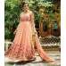 PEACH FLORAL EMBROIDERED EVENING AND WEDDING WEAR GOWN